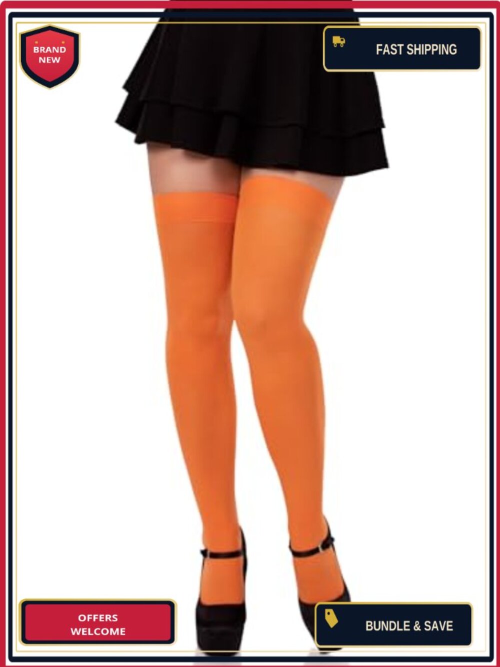 Opaque Nylon Thigh High Stockings Breathable Stretchable Hosiery